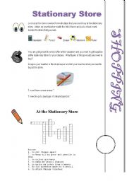 English Worksheet: shopping: at the Stationary store