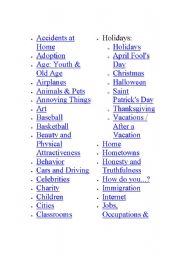 English Worksheet: english topics