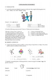 Consolidation Worksheet on Comparatives and Present Continuous