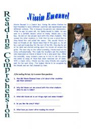 English Worksheet: REading Comprehension -Nissim Emmanuel