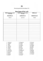English Worksheet: Pronouncing Past Tense Regular 
