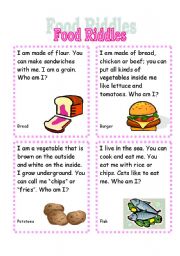English Worksheet: Food Riddles