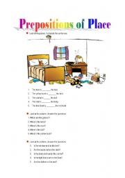 English Worksheet: prepositions of place