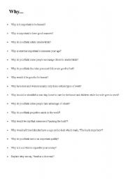 English Worksheet: Why? - Conversation Starters