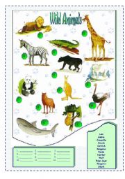 English Worksheet: Wild animals (2/2)
