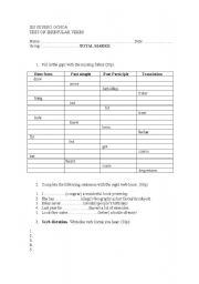 English Worksheet: IRREGULAR VERBS TEST