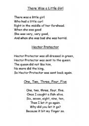 English worksheet: nursery rhymes