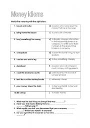 English Worksheet: Money idioms