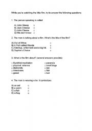 English Worksheet: A Fish Called Wanda Introduction Quiz