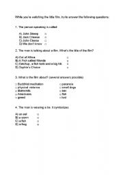 English worksheet: A Fish Called Wanda Introduction Quiz