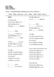 English Worksheet: Yellow - By Coldplay