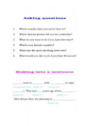 English worksheet: Make a fun sentence!