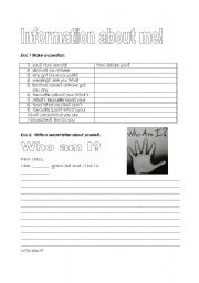 English Worksheet: Secret letter - Who am I?