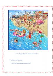 English Worksheet: a day at the beach
