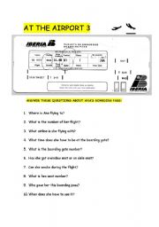 English Worksheet: AIRPORT - 3 (BOARDING PASS)