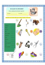 English Worksheet: Tools and Accessories Match 2/5