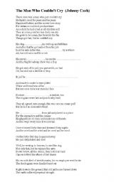English worksheet: the man who couldnt cry (Johnny Cash)