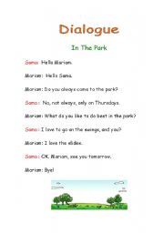 English worksheet: In the park