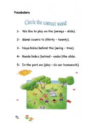 English worksheet: Vocabualry   In the Park