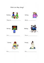 English worksheet: What are they doing?