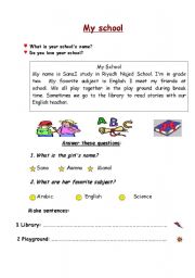 English Worksheet: My school