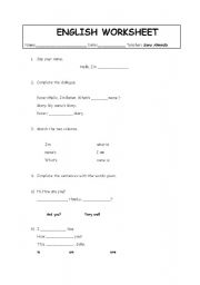 English worksheet: wkst for beginners 