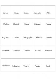English Worksheet: jobs memory game 