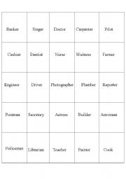 English worksheet: jobs memory game 