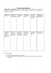 English Worksheet: Describing a vacation