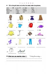 English Worksheet: Clothes