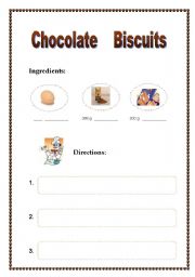 English Worksheet: Recipe: Chocolate biscuits