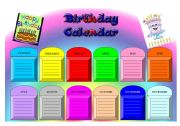 English Worksheet: Birthday Calendar