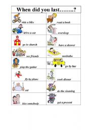 English Worksheet: When did you last....?