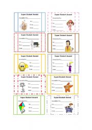 English Worksheet: Super student award