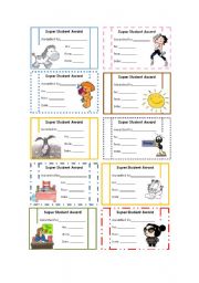 English Worksheet: Super student award