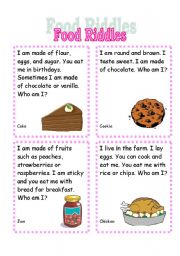 English Worksheet: Food Riddles