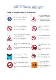 English Worksheet: WARNING SIGNS 2