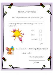 English Worksheet: A great diploma for 4th graders