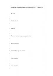 English worksheet: Put the Verb to Be into interrogative and negative