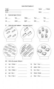 English Worksheet: numbers