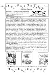 English Worksheet: A Quick Summary