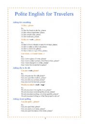 English Worksheet: Polite English for Travelers