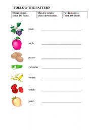 English worksheet: this/these is/are + food structures