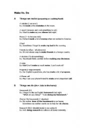 English worksheet: Make or Do?