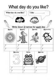 English worksheet: What day do you like? worksheet