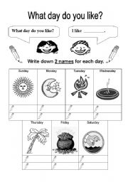 English worksheet: What day do you like? Japanese version