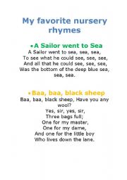 English Worksheet: Rhymes for kids