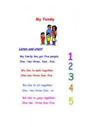 English worksheet: family song