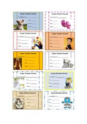 English worksheet: Super student award