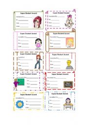 English Worksheet: Super student award